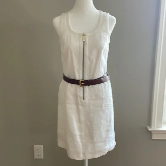 Michael Kors White Linen Zip Front Dress